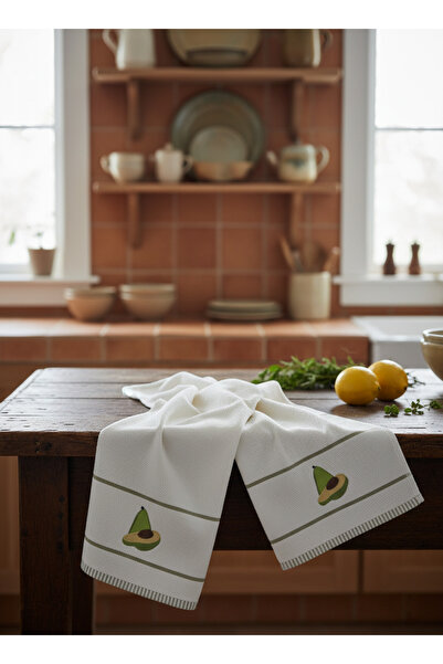 Ladylina Home 100% Cotton 2-Piece Embroidered Kitchen Towels |   Multi-Purpose Drying Cloth 40X60