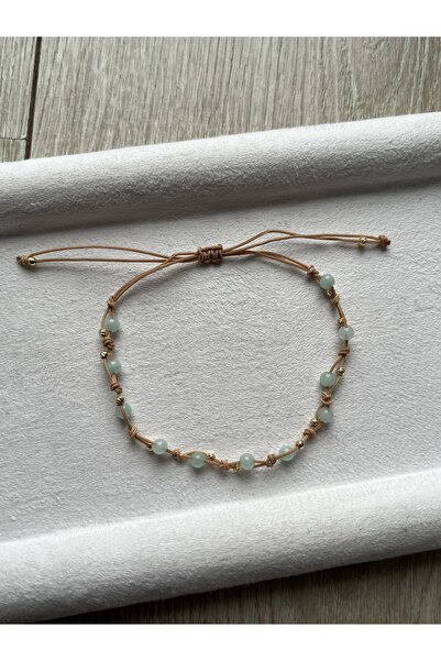 Pel Design سوار وخلخال من حجر الأمازونيت بتصميم بسيط مصنوع يدويًا