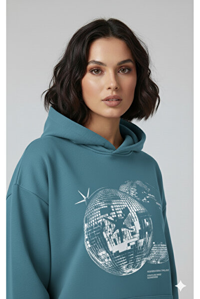dwnwear Hooded Sweatshirt, Disco Ball Printed, Modern Design, Comfortable Stylish, Suitable for Street Fashion