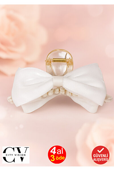 cityvision Shiny Satin White Bow Double Sided Latch Buckle 11 cm