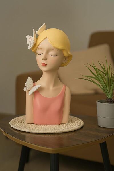 B&D قطعة ديكور تمثال سيدة - وردي