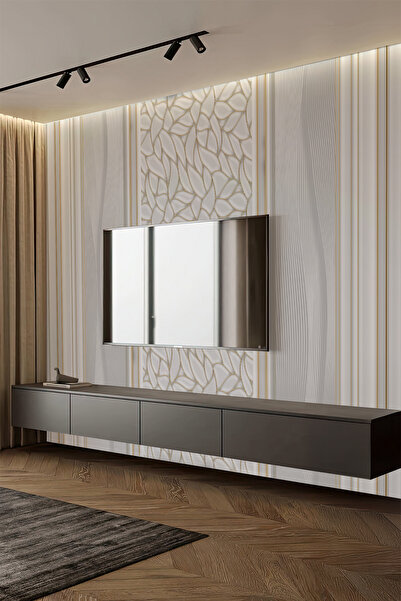 dreamwall Bej Altın Geometrik Desenli Tekstil Duvar Kağıdı