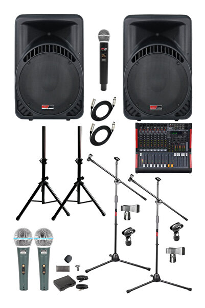 Lastvoice Ample Classy-Paket-2 Aktif hoparlör ve Mixer Full Ses Sistemi Seti
