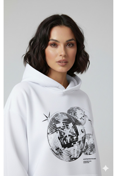 dwnwear με κουκούλα Φούτερ, Disco Ball με τύπωμα , Μοντέρνο σχέδιο, Άνετο και κομψό, Κατάλληλο για τη μόδα του δρόμου