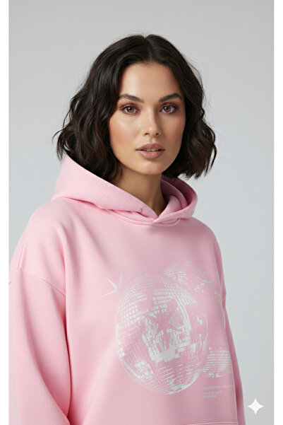 dwnwear Hooded Sweatshirt, Disco Ball Printed, Modern Design, Comfortable Stylish, Suitable for Street Fashion