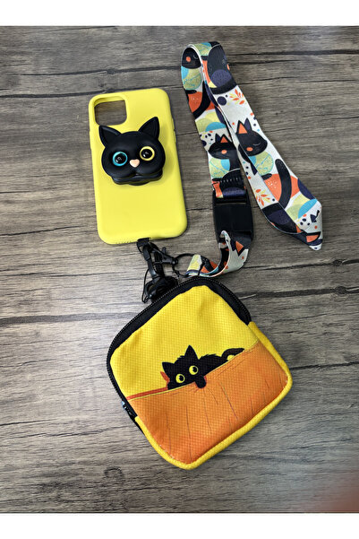 MoonArtica 3D Kedili Mini Çantalı Boyun Askılı iPhone Kılıf Set 13 Pro, 13, 1...