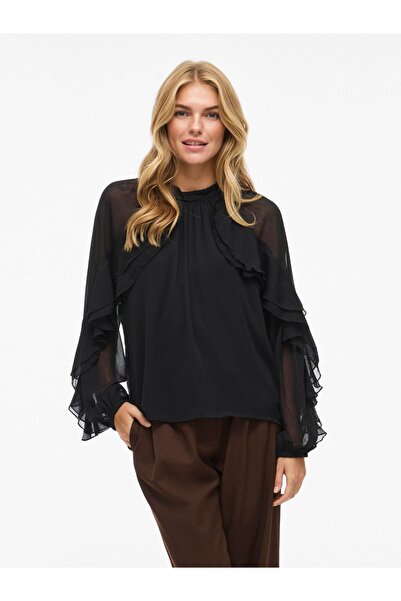 VILA Oberteil mit langen Ärmeln VIBINNA Stehkragen