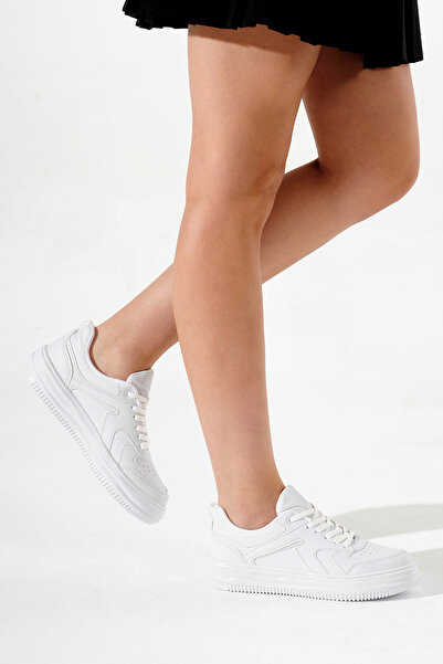 Tonny Black Kadın Beyaz Termo Taban Bağcıklı Spor Ayakkabı