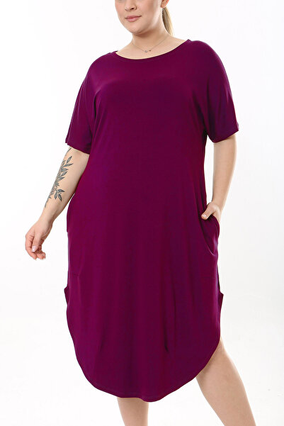 ESPİNA Women's Plus Size Viscose Pocket Dress