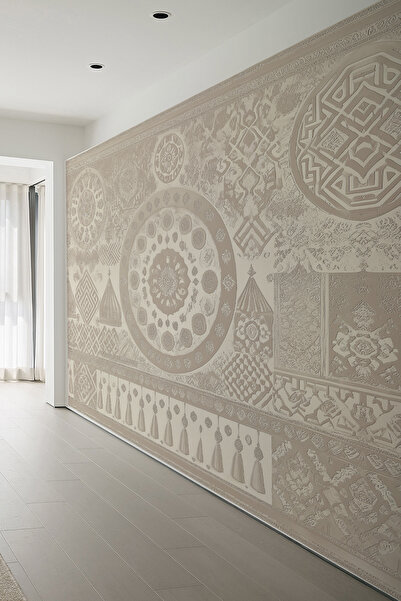 dreamwall Osmanlı Motifli Etnik ve Otantik Soft Bej Saray Tasarımlı Tekstil Duvar Kağıdı