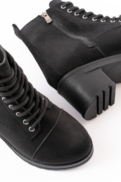 Madam Tarz Μπότες με χοντρό τακούνι Nexa με κορδόνια