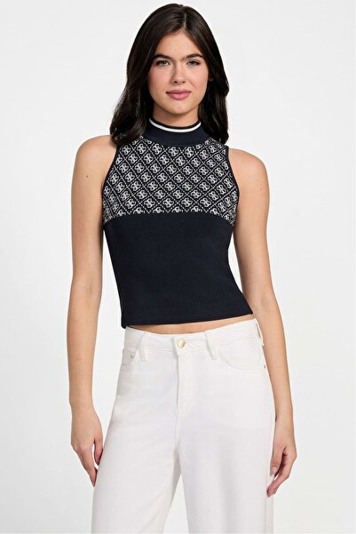 Guess Women's High School Knitwear Tank Top Crop - Blue