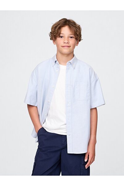 GAP Erkek Çocuk Açık Mavi Relaxed Oxford Gömlek