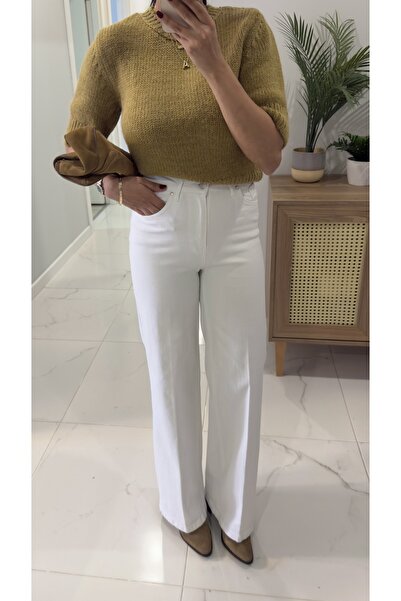 BİRCANÇİL Adelina White Wide Leg Jeans
