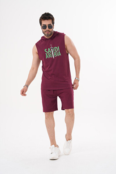 ACTIVE MODA -SET DE 2 PIESE PENTRU BĂRBAȚI, HABIT DE SPORT, TRIKO-ȘORȚI, BUMBAC IMPRIMAT, saudi