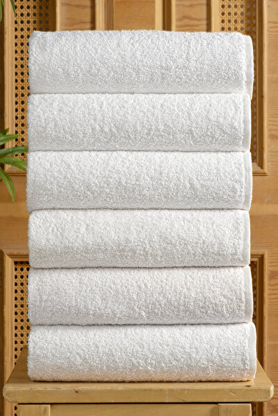 DNZGÜLCAN Σετ 6 Λευκές Πετσέτες Χεριών - Προσώπου 100% Βαμβάκι - 50x90 εκ., Πετσέτες για Σπα και Ξενοδοχεία