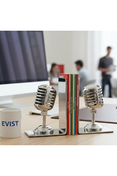 EVİST Retro Microphone Model Book Holder – Aluminum, 18X13X8.5 Cm, Stylish an...