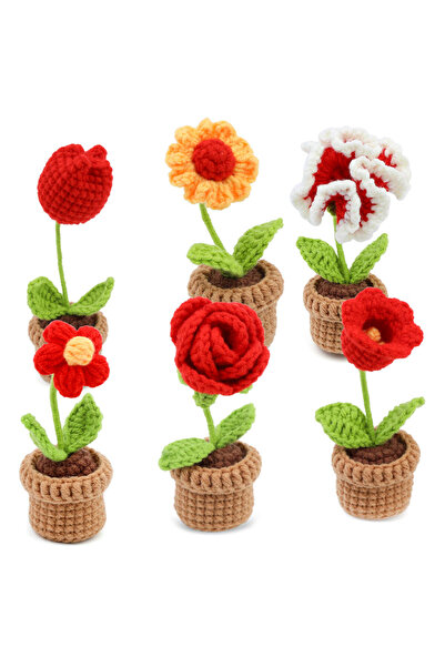 Choice مجموعة KRABALL من النوع 1، مكونة من 6 قطع من أزهار الكروشيه المزروعة ف...