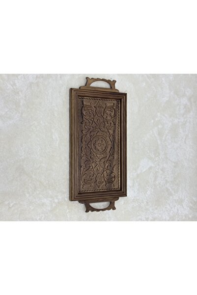 Arıkmert El Sanatları Maraş El Oyma Ceviz Servis Tepsisi – 59x27.5 cm Ahşap D...