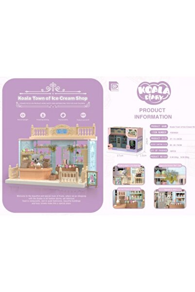 dalip Dollhouse and Ice Cream Shop Set with Furniture and Figurines,