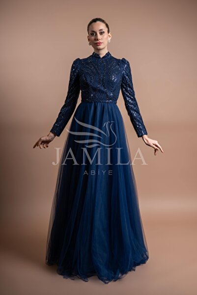 Lovely Dress Payetli Tül Uzun Prenses Abiye Elbise