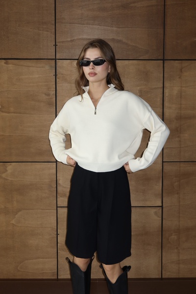 Noi Belis Basic Oversize Half Zipper Knit Sweater Aw25Kz0055