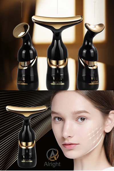 Alright 3 Başlıklı Serum ve Krem Masaj Cihazı Gençleştirici Titreşimli Yüz Ma...