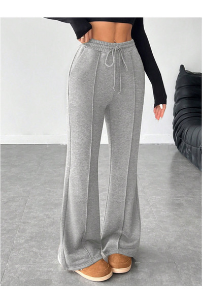 CANDERO Kadın GriÇIMALI Battal Büyük Beden Spor Giyim Kaliteli Bol Kesim Esnek Rahat Kumaş Eşofman Altı REM