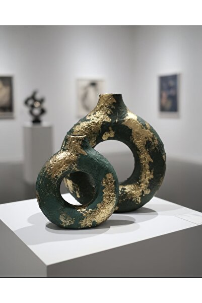 OEM Yeşil ve altın renklerde antika halka şeklindeki vazolar