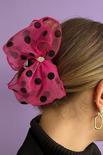 TAKIŞTIR Fuchsia and Black Color Ribbon Figured Latch Buckle