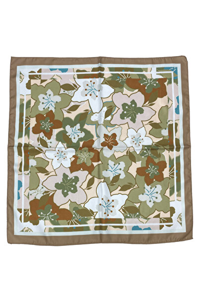 Sultan İpek Çiçek Desenli Fular / Bandana 52x52