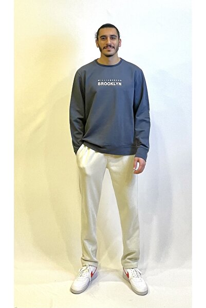 Superlife Superlife Men's Crew Neck Regular Fit Brooklyn Printed Thin Sweatshirt Spr23Sw330