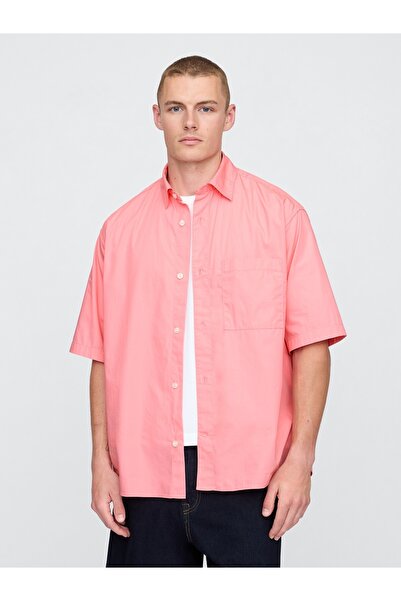 GAP Erkek Açık Pembe Organik Pamuk Oversize Poplin Gömlek