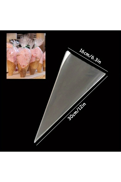 Choice أكياس تخزين حلوى مخروطية شفافة أخرى مقاس 16×30 سم، 50 قطعة، أكياس تخزي...