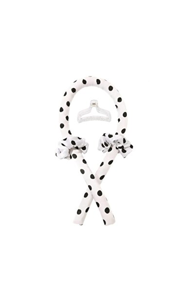 Doty RibbonCurl Dots Hair Styling Ribbon, 90 cm, White with Black Dots