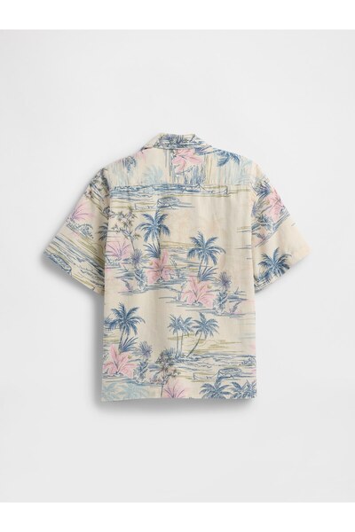 GAP Erkek Çocuk Bej Relaxed Keten Karışımlı Gömlek