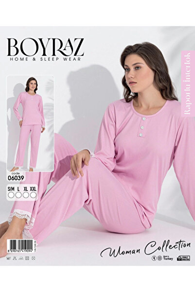 BOYRAZ 06039 Set de pijamale cu mâneci lungi din țesătură interlock pentru femei