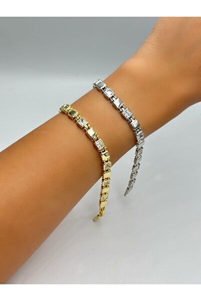 MyladyAccessoriess Baguette Stone Detail Steel Bracelet Gold