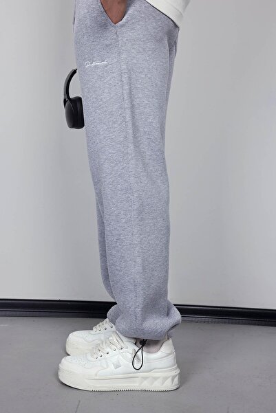 ablukaonline Men's Adjustable Leg Elastic Basic Baggy Fit Tracksuit Gray