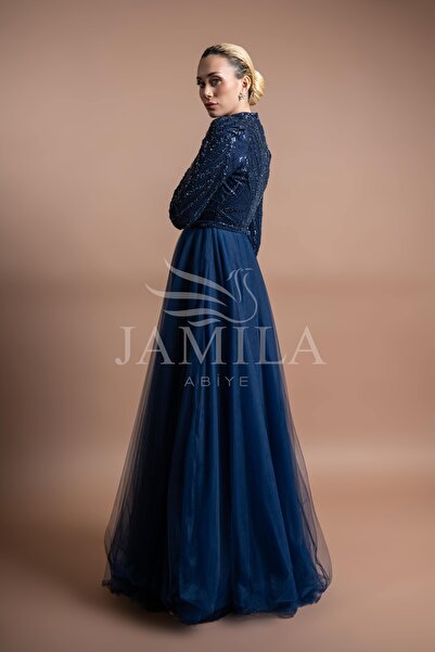 Lovely Dress Payetli Tül Uzun Prenses Abiye Elbise