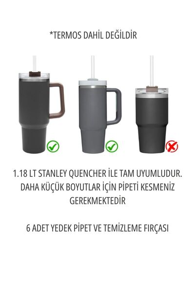 Mamastuff Stnley Quencher Termos Uyumlu 6 Adet Yedek Pipet ve Temizleme Fırçası