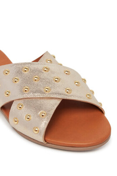 PIECES Γυναικείες σαγιονάρες χρυσές PIECES-17156837 ΧΡΥΣΟ ΧΡΩΜΑ ΧΡΥΣΟ ΦΥΛΛΟ