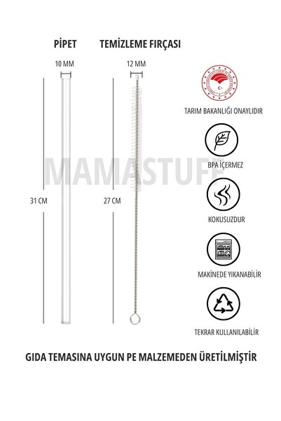 Mamastuff Stnley Quencher Termos Uyumlu 6 Adet Yedek Pipet ve Temizleme Fırçası
