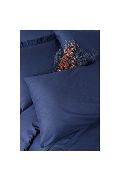 Cotton Box Double Bed Set, 100% Cotton Ranforce, 240 x 260 cm, 4 pieces, Cotton Box, Plain Dark Blue