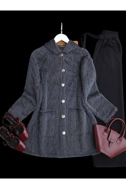 ŞAHİN TESETTÜR GİYİM ÇİFT CEP ÖNÜ DÜĞMELİ KAPŞONLU KAP 3199