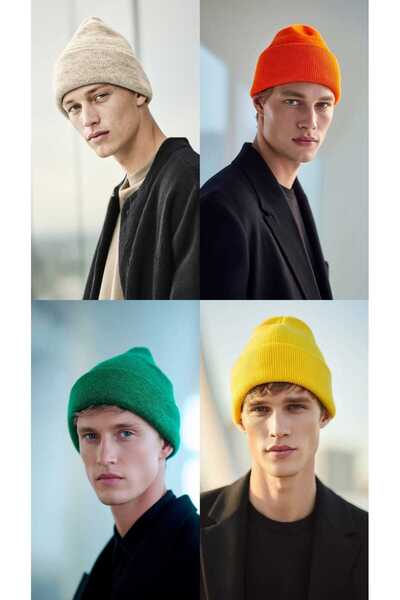 LAGRANZE Beretă pentru bărbați, simplă, premium, din 4 piese