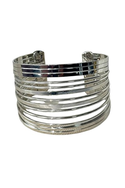 TAKIŞTIR Gümüş Renk Metal Kelepçe Bileklik