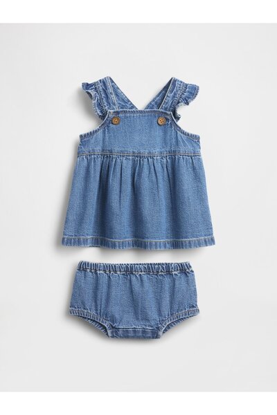 GAP Bebek Mavi Denim Elbise Outfit Set