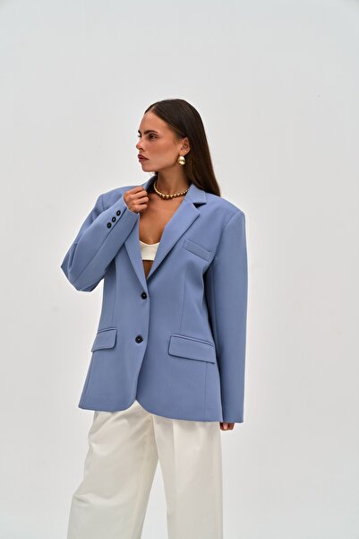 MAI STUDIOS CO. Emma Dikiş Detaylı Mavi Blazer