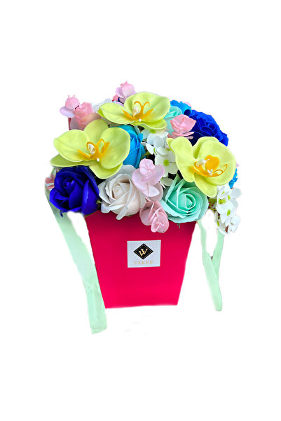 velve Cosulet Prinsess cu orhidee, hortensii si trandafiri de sapun alb/blue/albastru, rosu-blue-alb